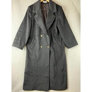 Vintage Forecaster Of Boston 100% Wool USA Trench Coat Long Womens 13/14 Black